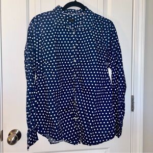 Talbots Blue and White Polka Dot Shirt